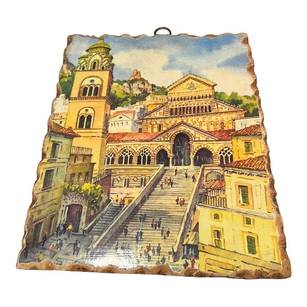 Italian Ceramic Decorative Tile Town Architectural Scene 10 x 8 Wall Hanging